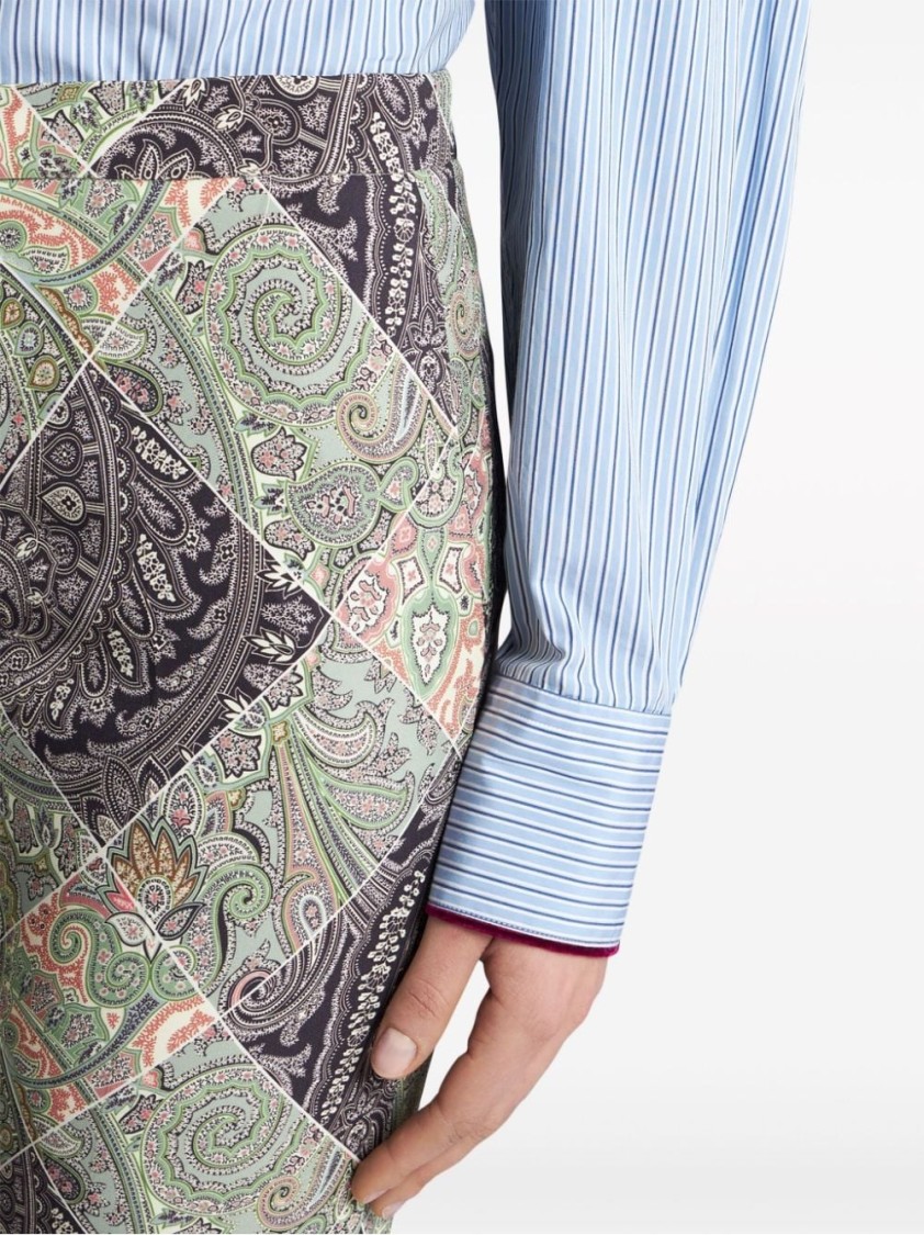 Etro Flared Printed Cady Trousers In Multi