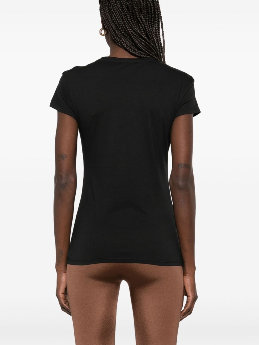 Tom Ford Deep V-neck Black T-shirt With Fitted Silhouette In Black