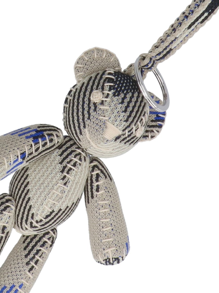 Burberry Teddy Bear Keyring In Textured Fabric With Unique Pattern