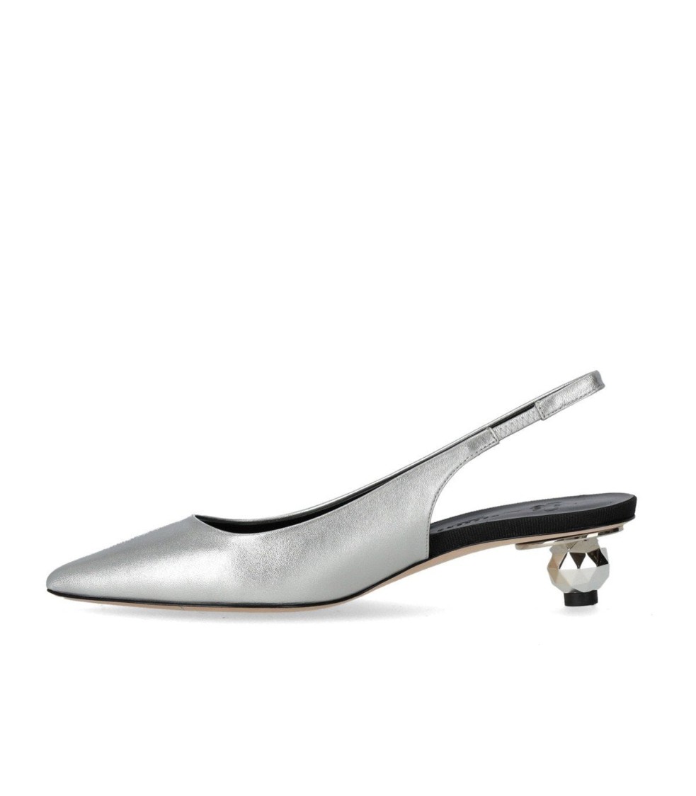 Max Mara Gallico Silver Slingback Pumps In Silver