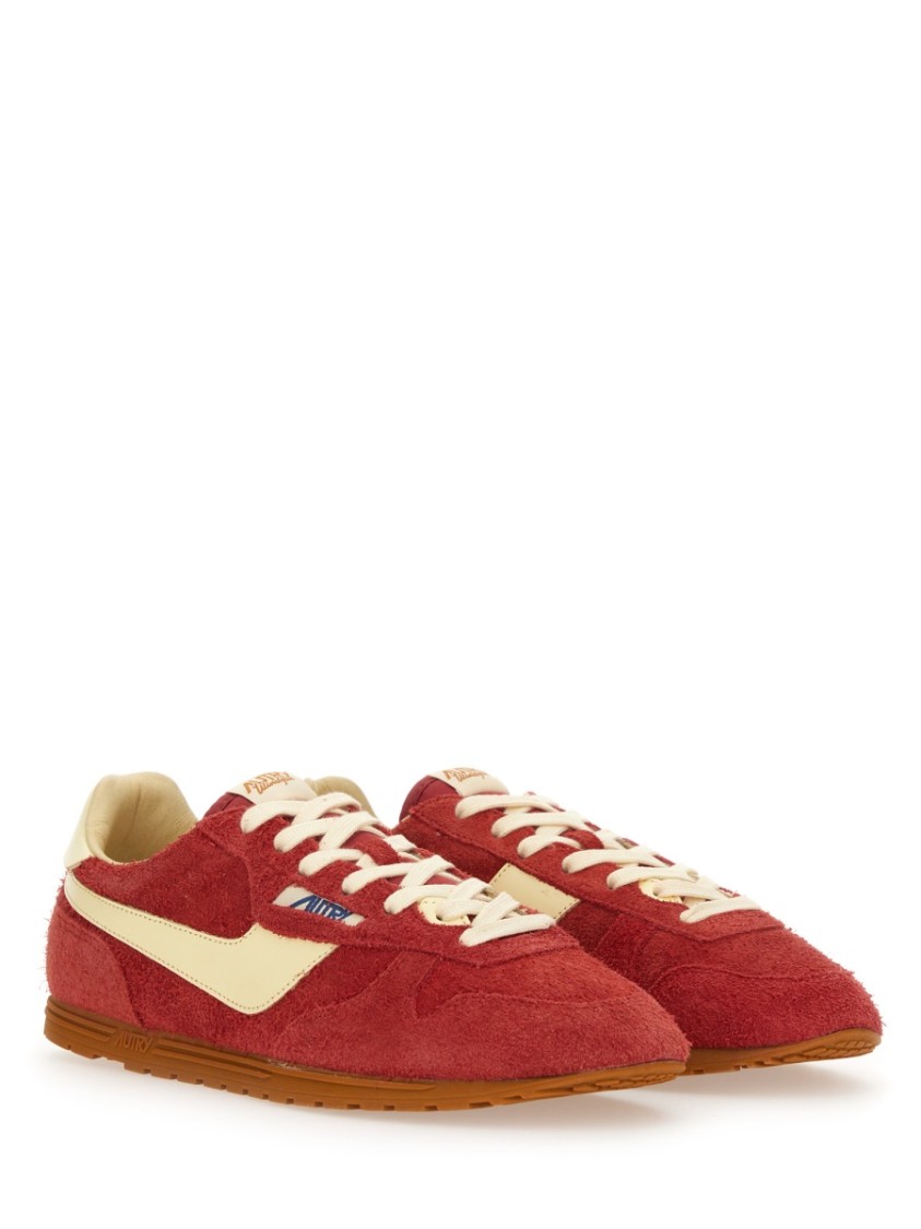 Autry Windspin Sneakers In Suede And Parrot Leather And Rutabaga In Red