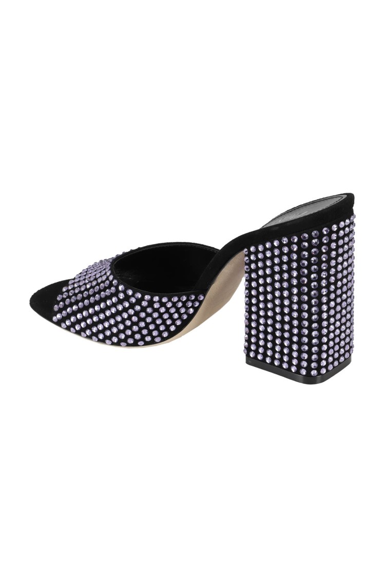 Paris Texas Leather Mules In Black
