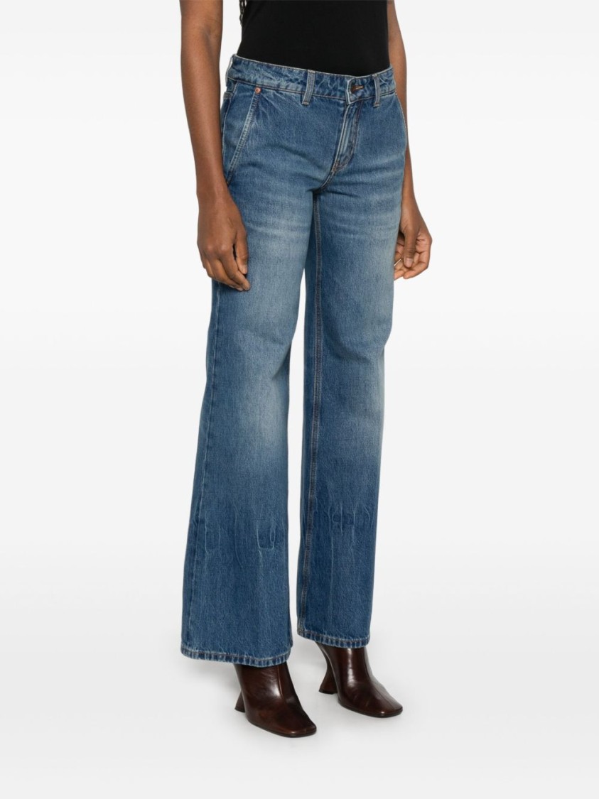 Shop Victoria Beckham Flared Denim Jeans With Mid-rise Waist