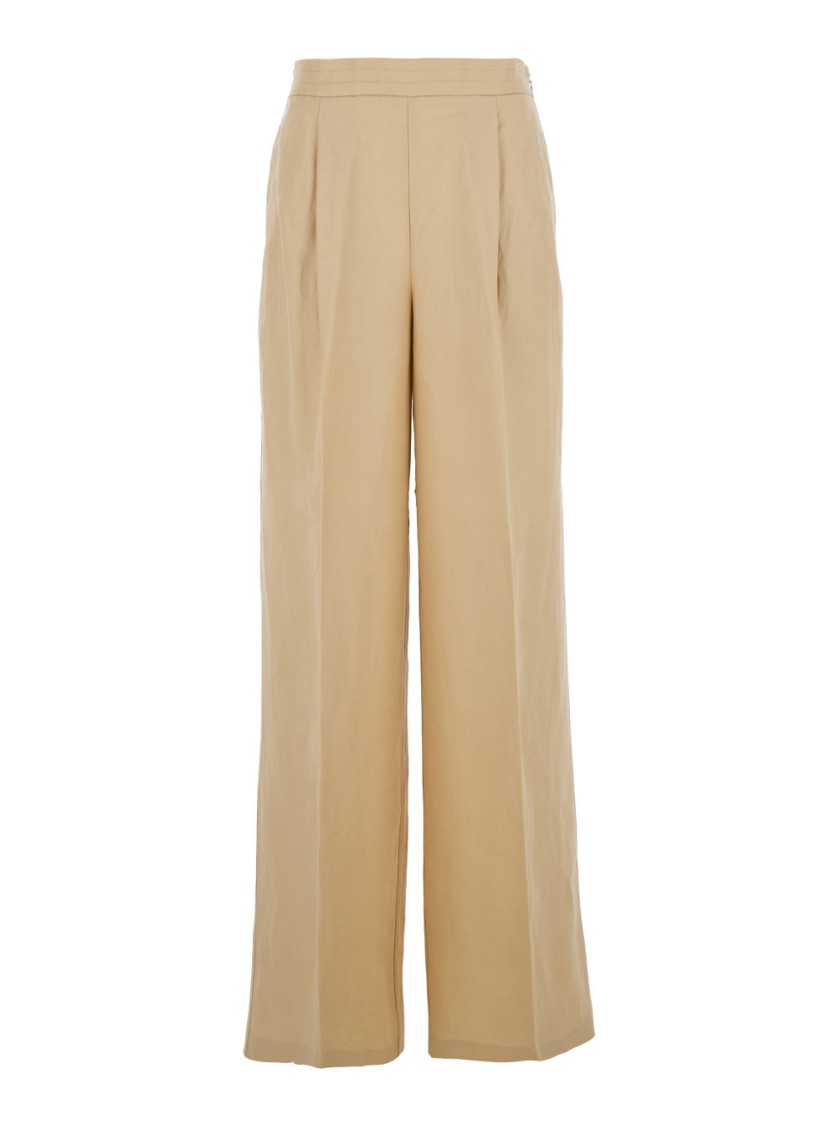 Shop Twinset Twin-set Beige Palazzo Pants With Elastic Waist In Neutrals