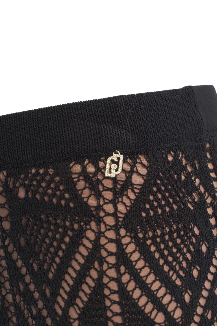 Shop Liu •jo Liu Jo Flared Crochet Pants With Rhinestone Accents
