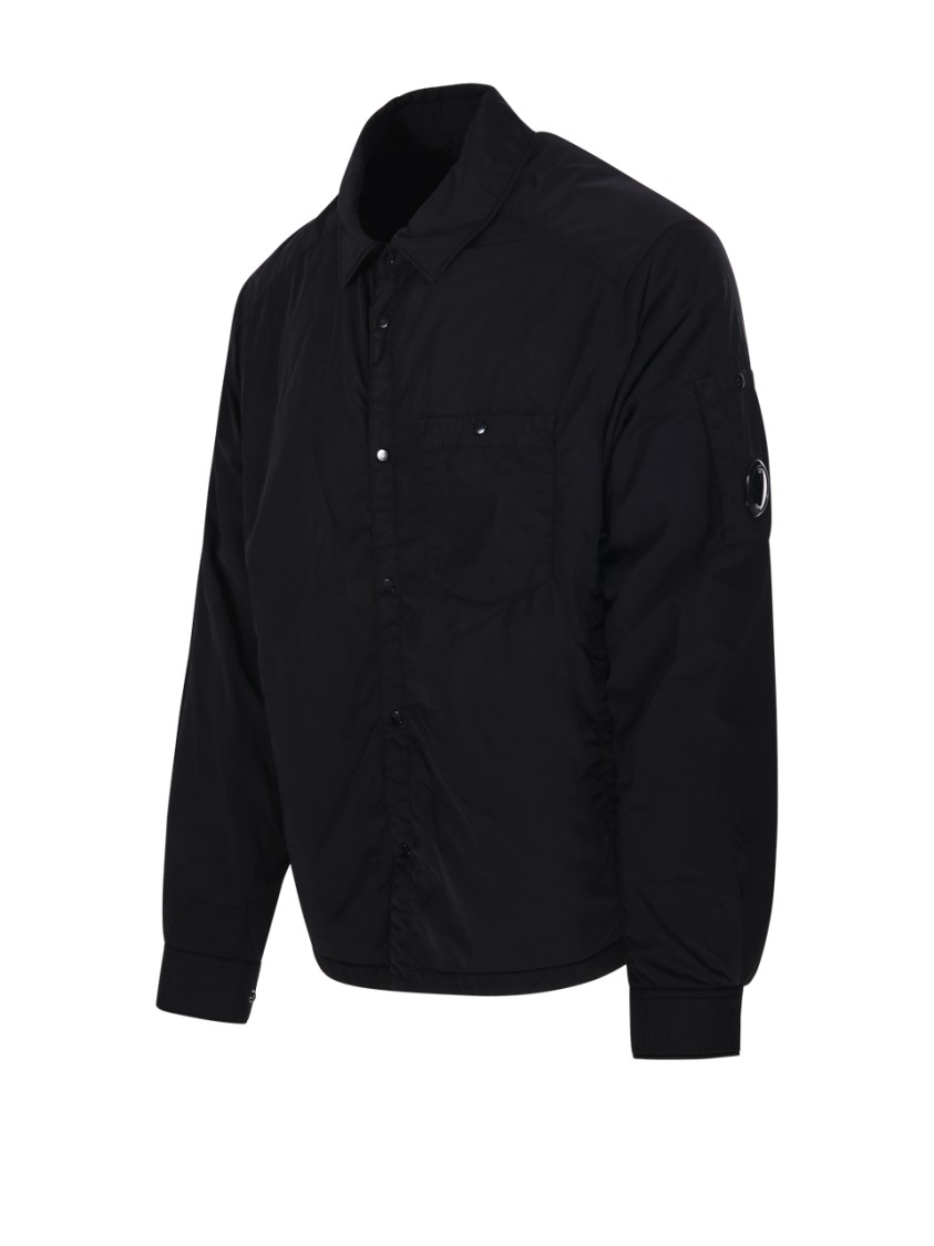 C.p. Company Padded Overshirt With Classic Button-up In Black