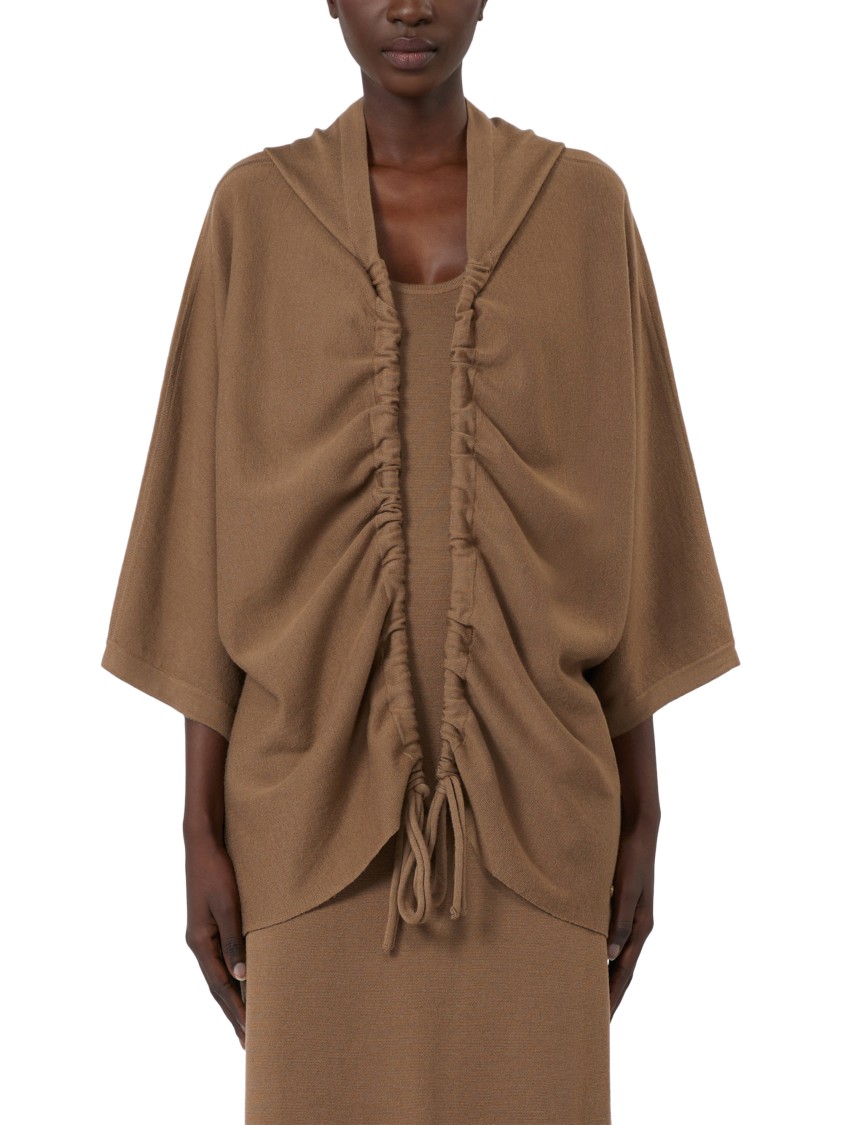 Max Mara Relaxed Oversized Brown Hoodie With Drawstring Closure In Brown