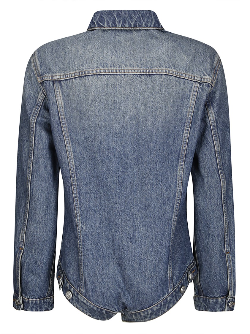 Coperni Denim Body Jacket With Pointed Collar In Gray