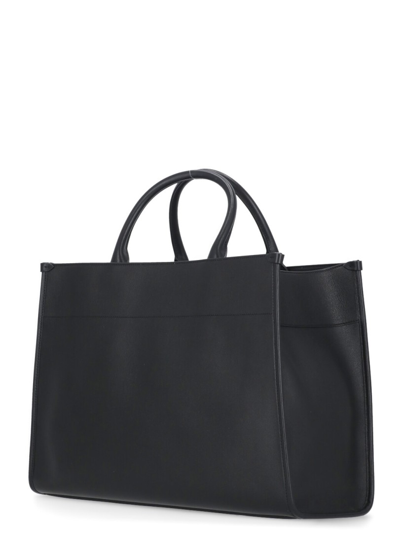 Shop Lanvin Black Leather Shopping Bag
