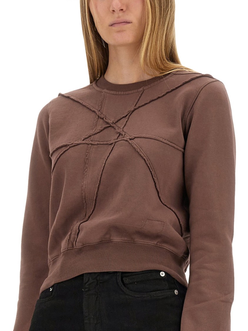 Shop Rick Owens Drkshdw Drkshdw By Rick Owens Cropped Sweatshirt With Flared Sleeves In Brown