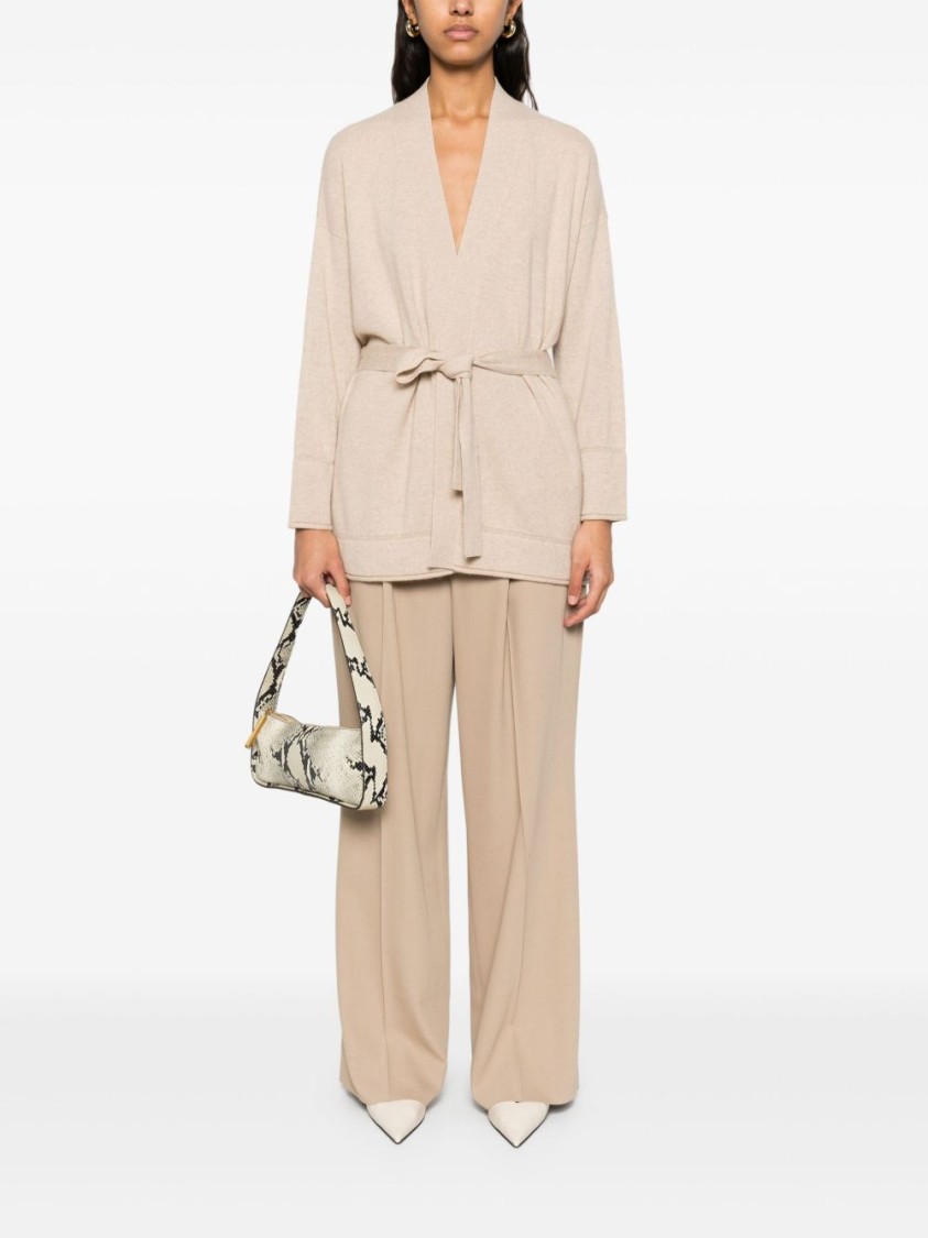 Max Mara Relaxed Fit Sweater With Deep V-neckline In Neutrals