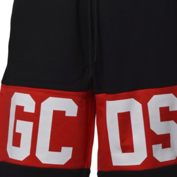 Gcds Logo-band Cotton Shorts In Black