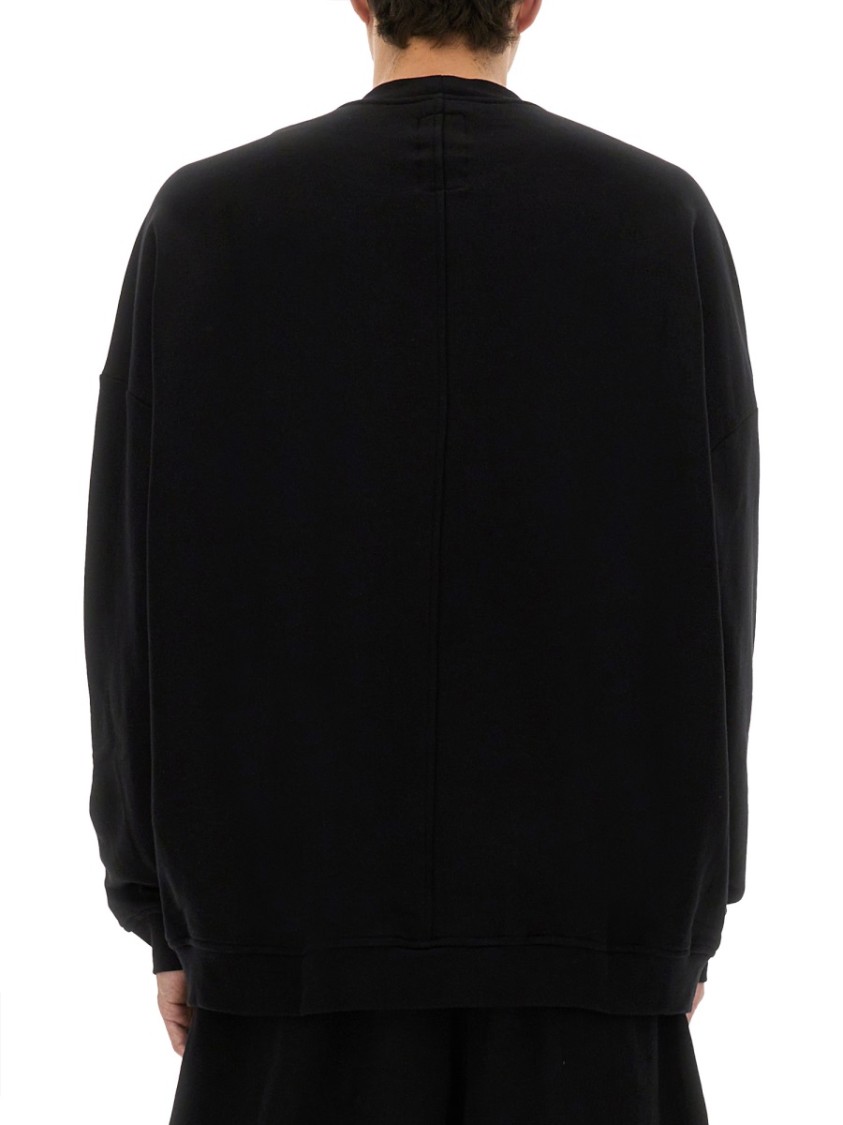 Shop Champion X Rick Owens Oversized Black Sweatshirt With Graphic Design