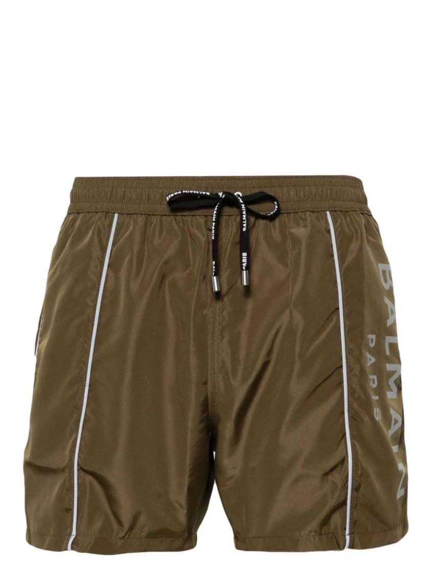 Balmain Relaxed Fit Boxers With Drawstring In Brown