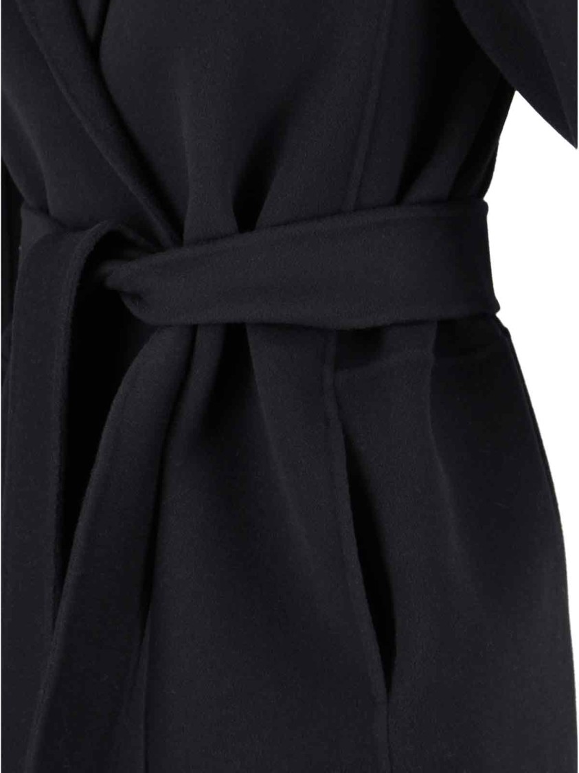 Max Mara Short Virgin Wool Coat With Classic Lapel In Black