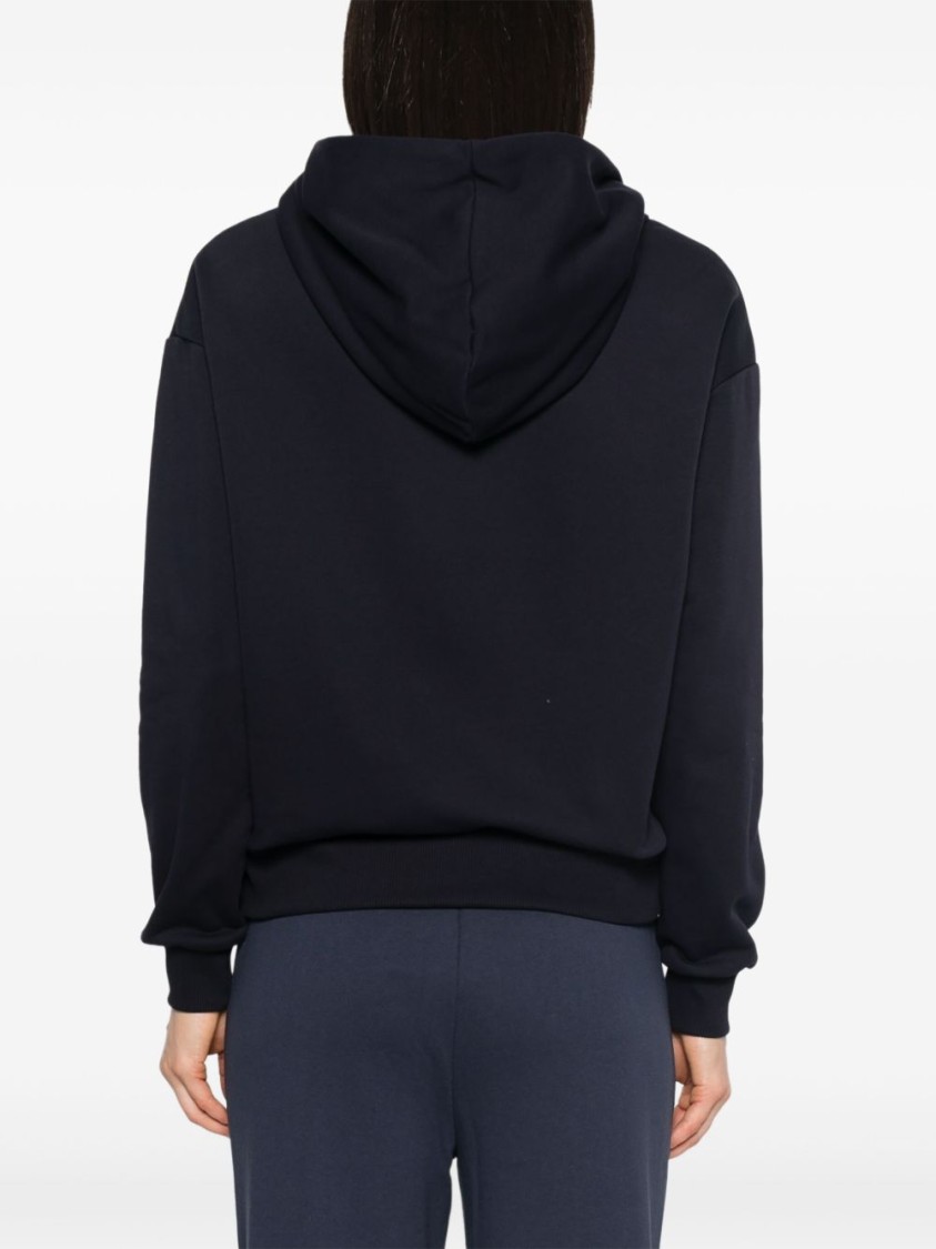 Dondup Zip-up Blue Hoodie With Cozy Hood In Black