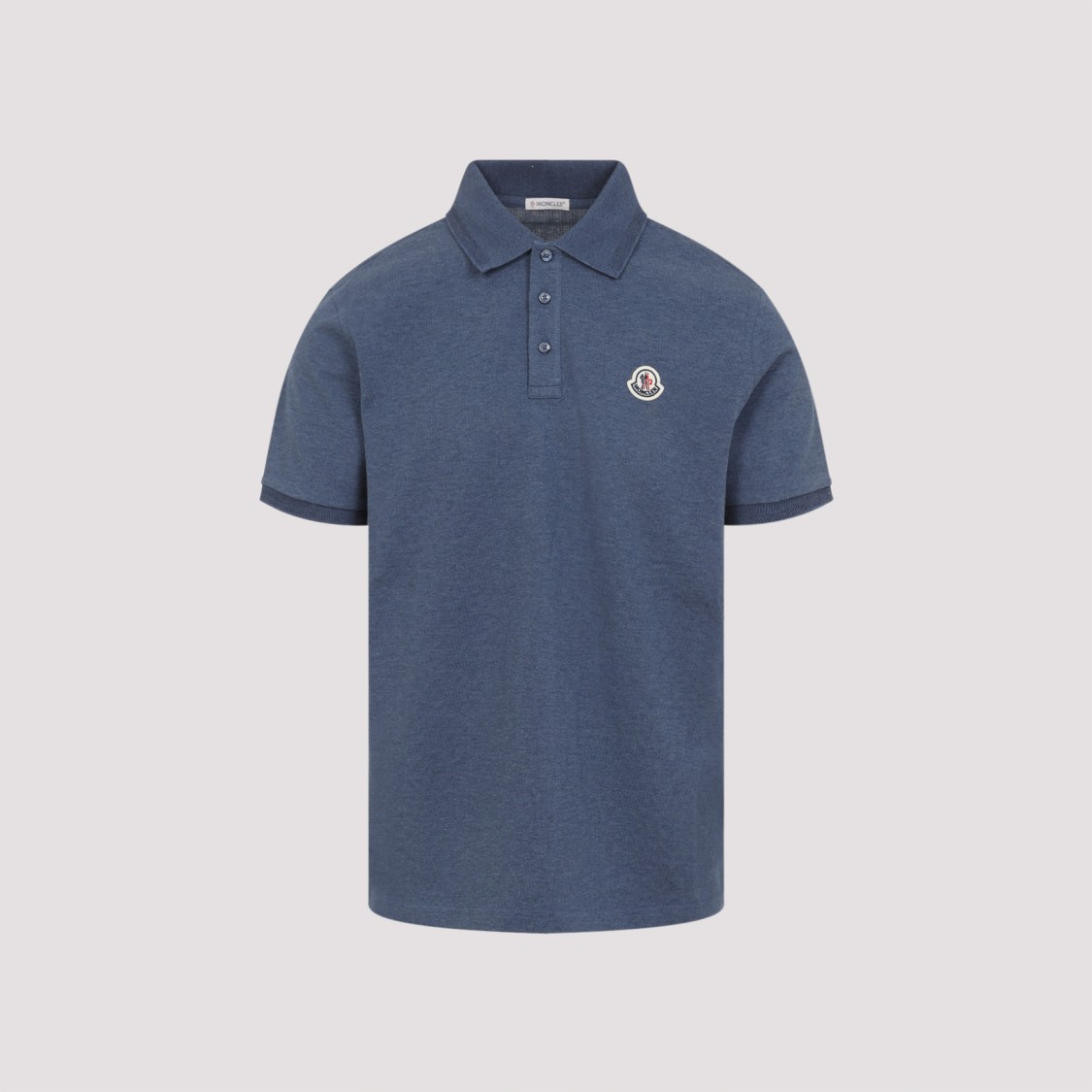Moncler Blue Tricol-trimmed Pique Polo Shirt In Blue