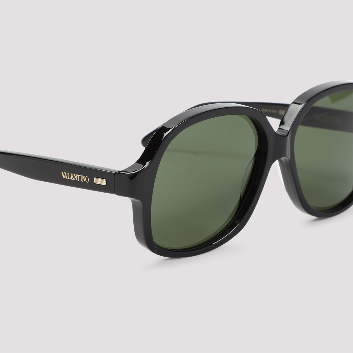 Valentino Vintage Black Acetate Sunglasses With Gold-tone Detail In Black