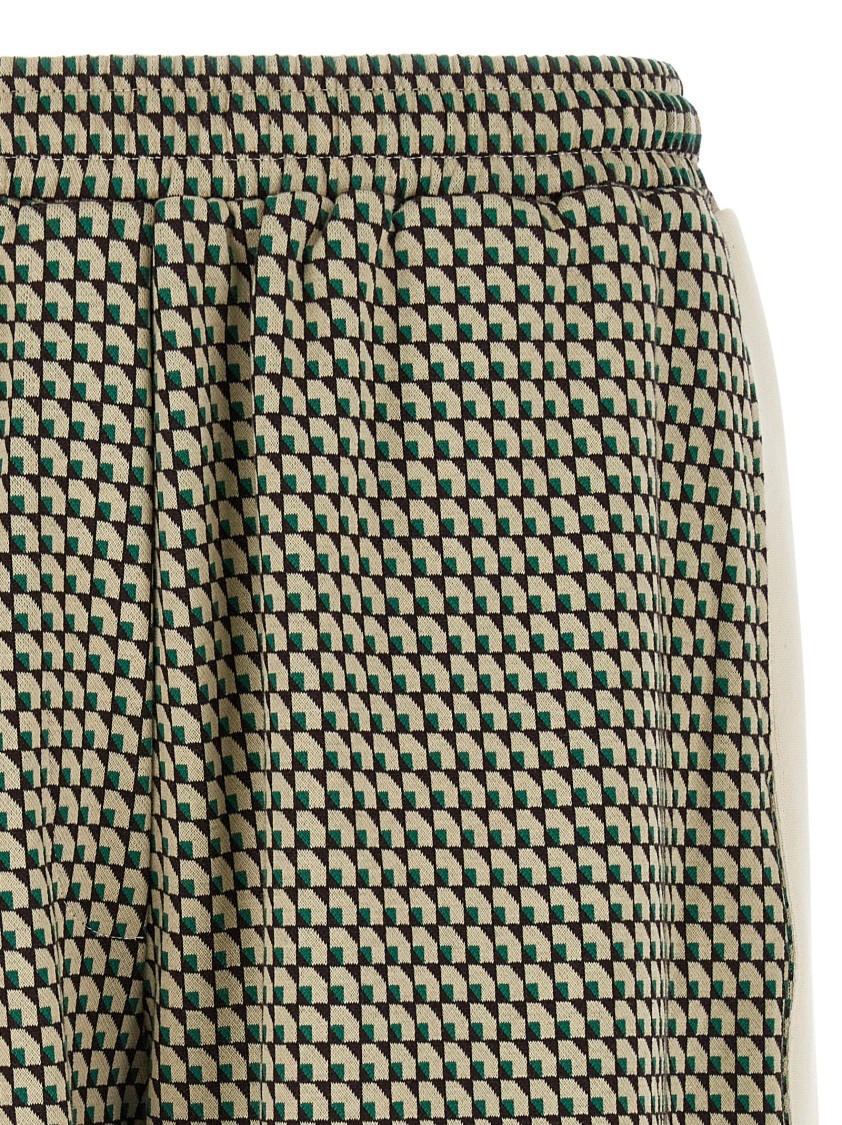 Wales Bonner 'dynamic Patterned Side Stripe Elastic Waistband Shorts' In Green