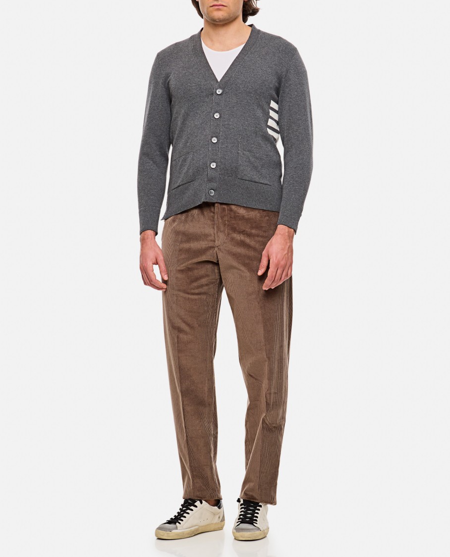 Thom Browne 4-bar Cotton Cardigan For Men In Grey