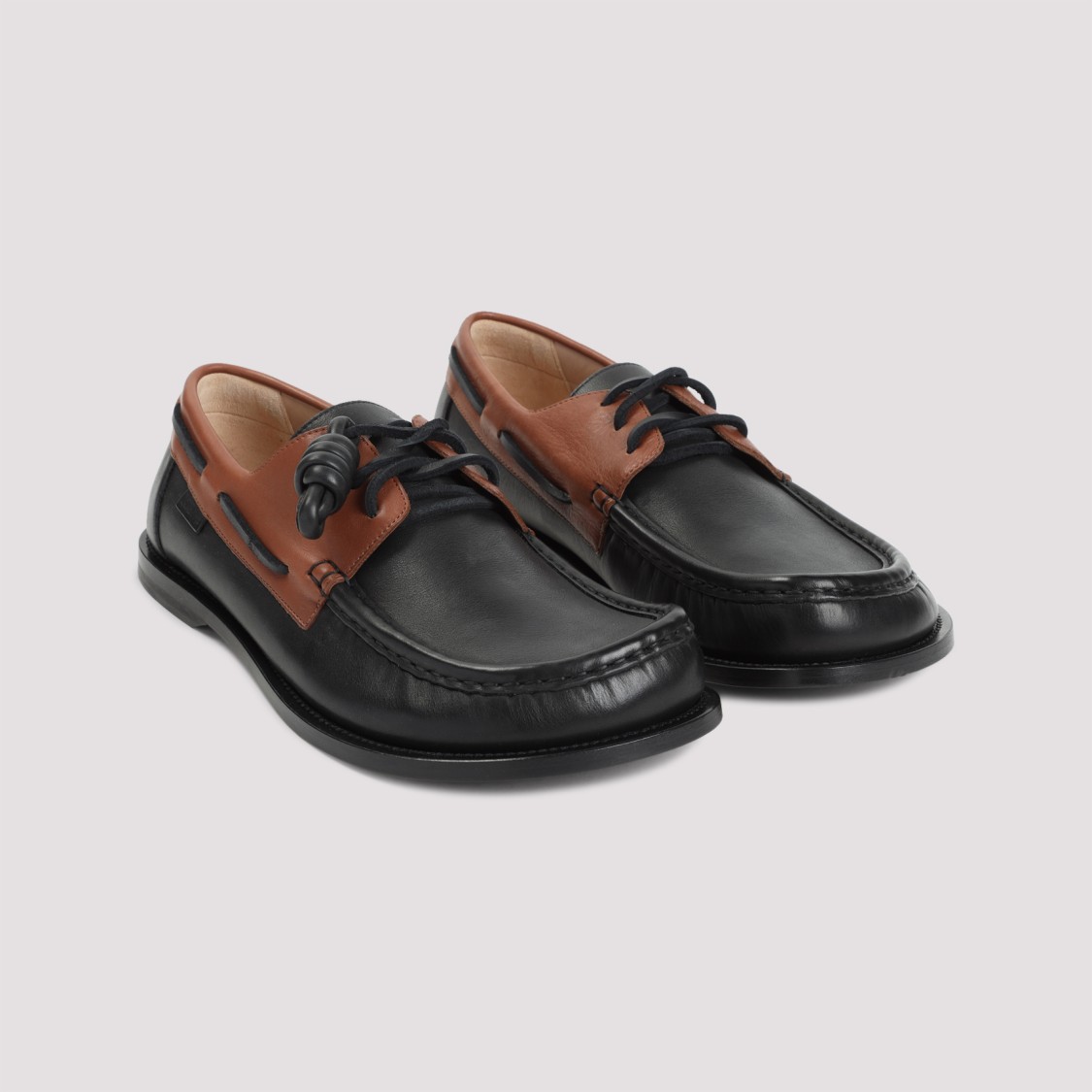Shop Loewe Dark Caramel Calf Skin Campo Boat Loafer In Brown