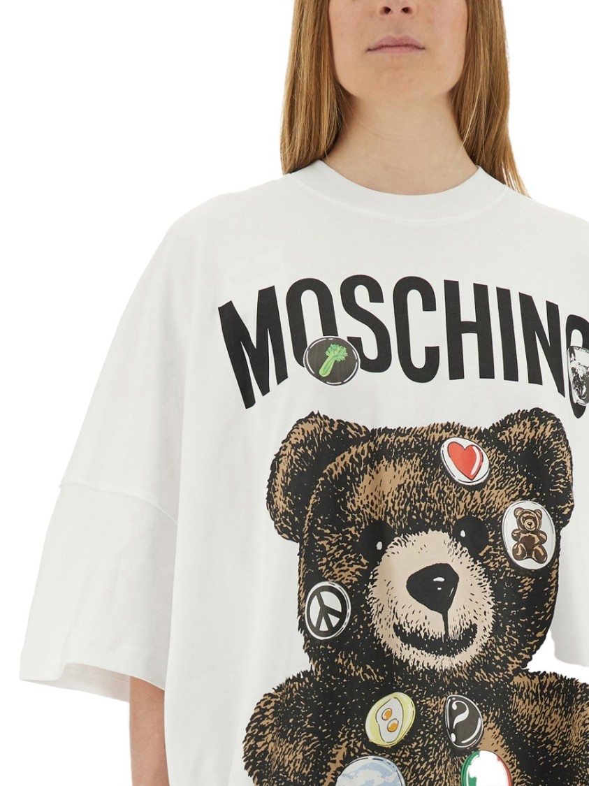 Moschino Crew Neck Graphic Print T-shirt Short Sleeves In White