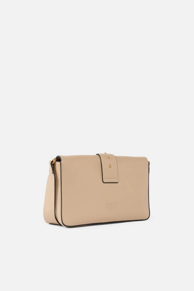 Pinko Structured Leather Handbag With Gold-tone Bird Embellishment