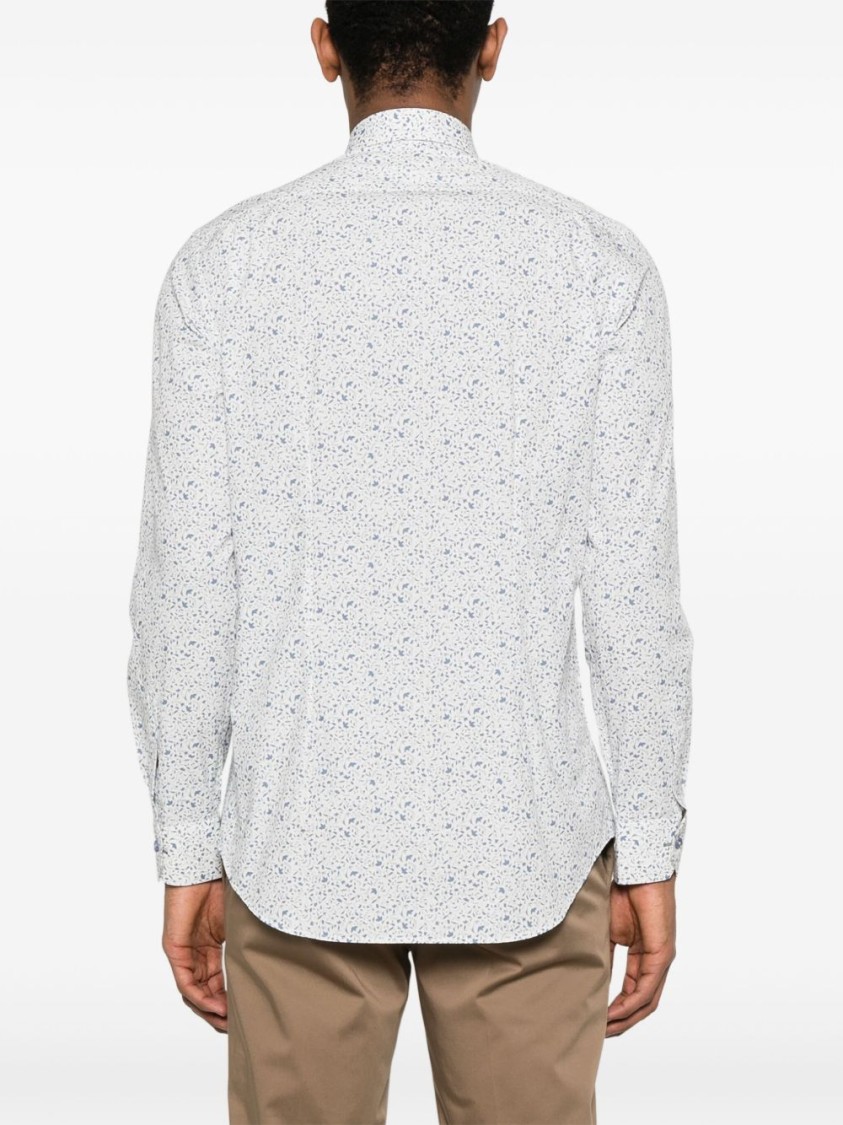 Shop Paul Smith Tailored Fit Shirt With Delicate Floral Pattern In Blue