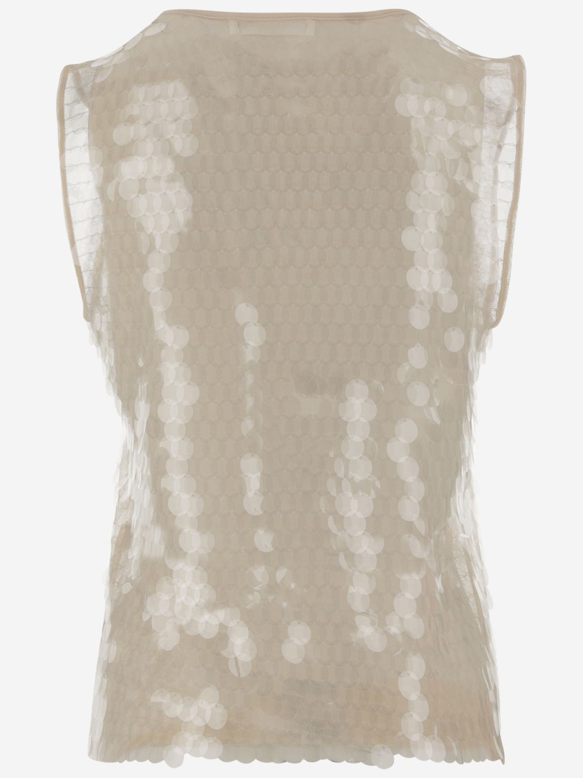 Niccolò Pasqualetti Nylon Top With Sequin Pattern In Neutrals