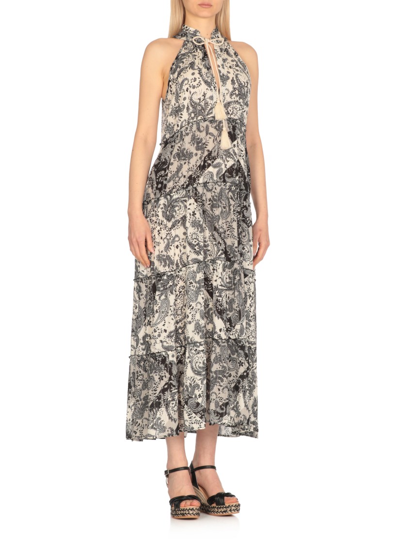 Miss Bikini Sleeveless Ivory Viscose Maxi Dress With V-neck