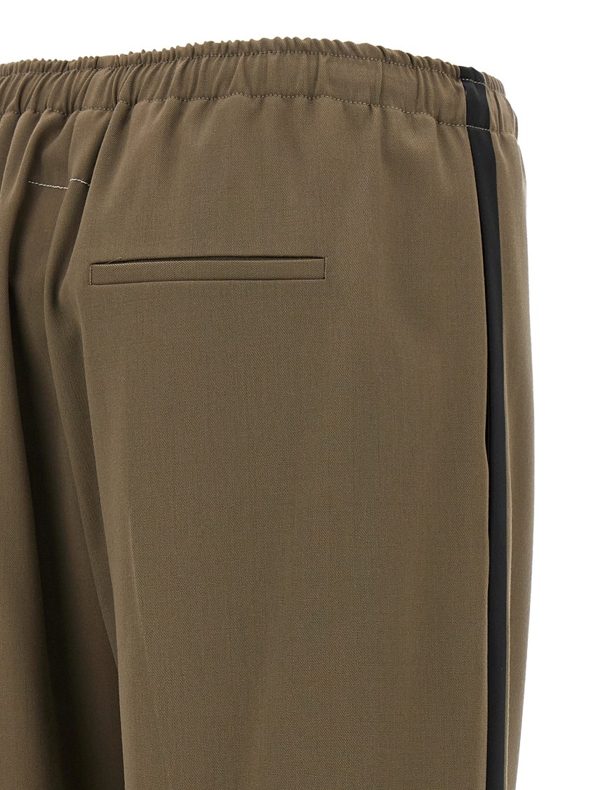 Mm6 Maison Margiela Mm6 By Maison Margiela Brown Satin Band Pants With Contrast Detailing In Green