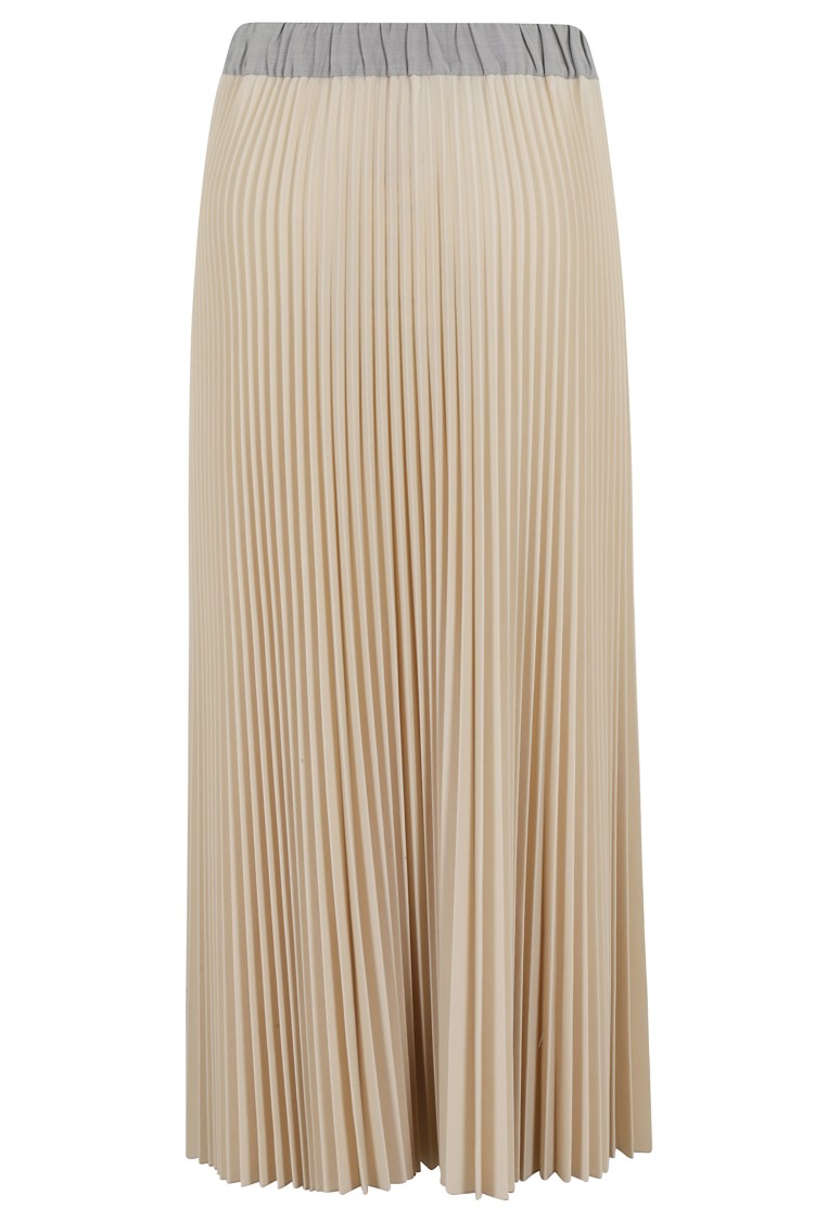 Shop Semicouture Semi Couture Marina Pleated Multicolor Skirt With Elastic Waistband In Neutrals