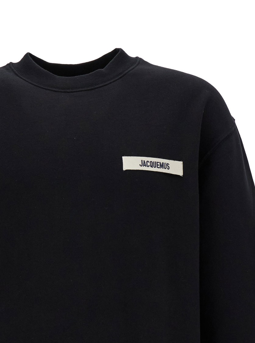 Shop Jacquemus Le Sweatshirt Gros-grain' Black Sweatshirt