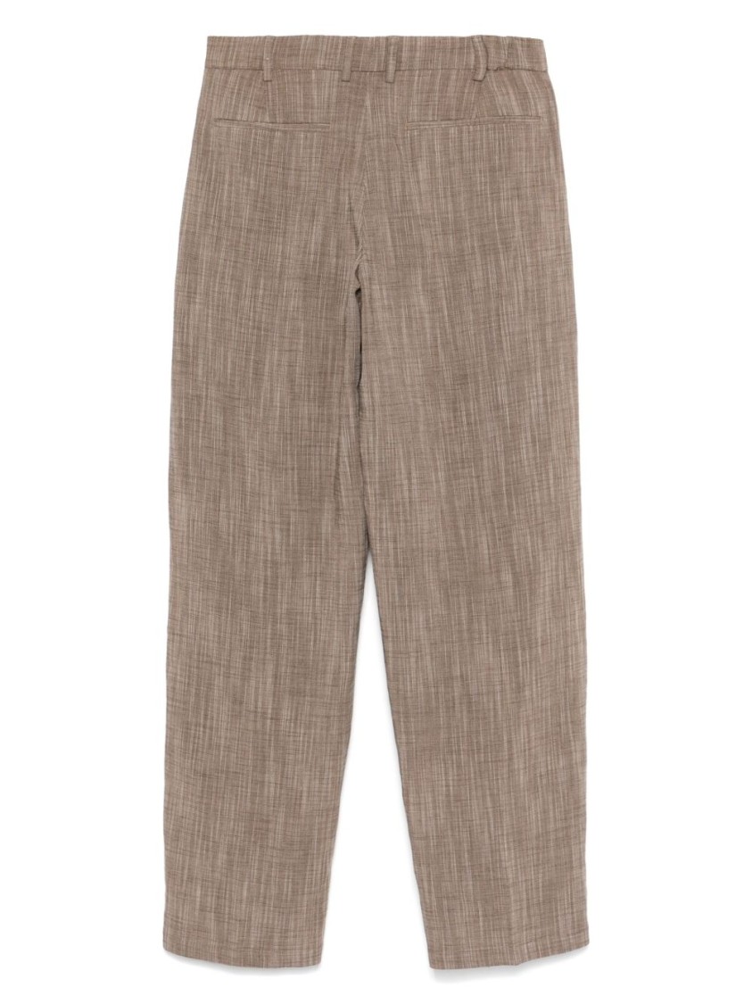 SEVENTY SERGIO TEGON SEVENTY SERGIO TEGON CROPPED BROWN TROUSERS WITH TEXTURED FINISH