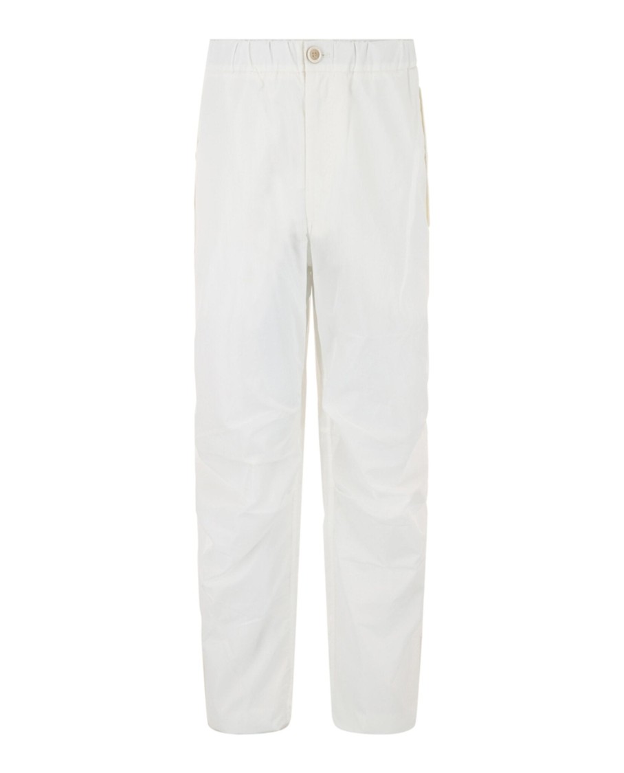 Ferragamo Mid-rise Straight Leg Pants With Flap Pockets In White