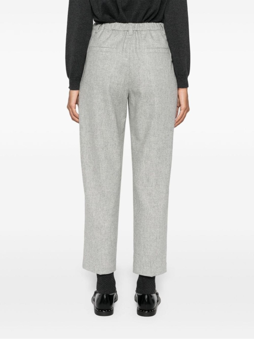 Brunello Cucinelli High-waisted Tailored Trousers With Pleated Front In Gray