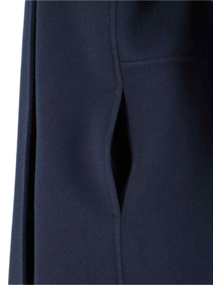 Max Mara Short Navy Virgin Wool Coat With Classic Lapel In Blue
