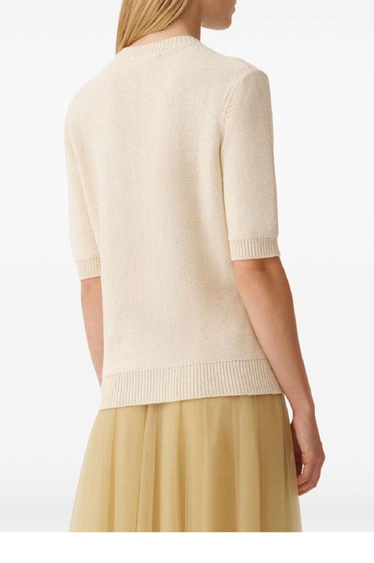 Fabiana Filippi Cotton And Linen Sweater With Sequins In White