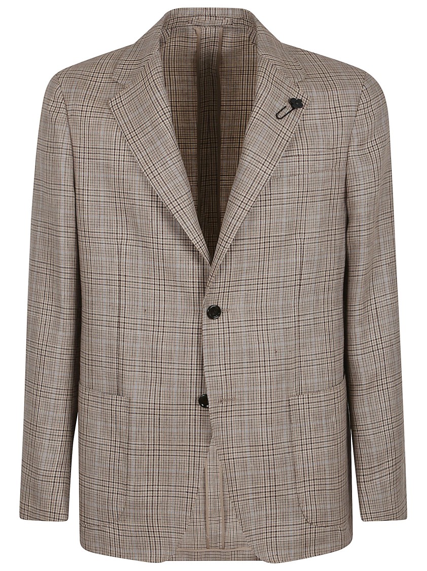 Lardini Classic Check Pattern Tailored Blazer In Brown