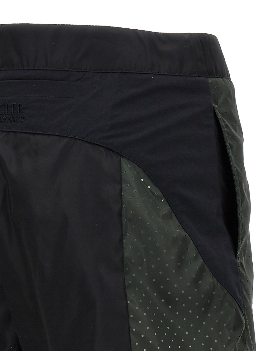 Moncler Combination Panel Active Shorts With Classic Button Closure In Black