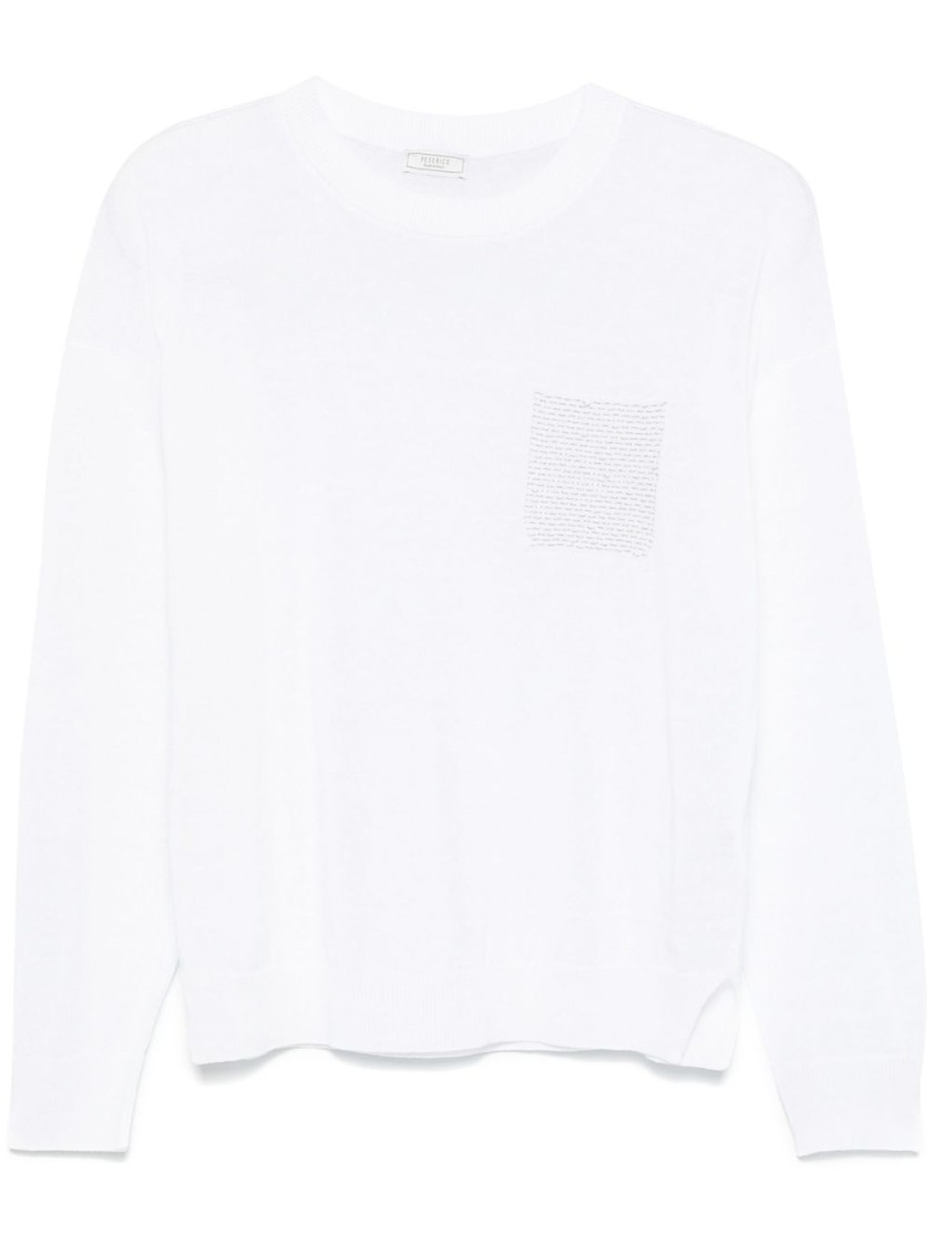 Shop Peserico Lightweight White Knit Sweater