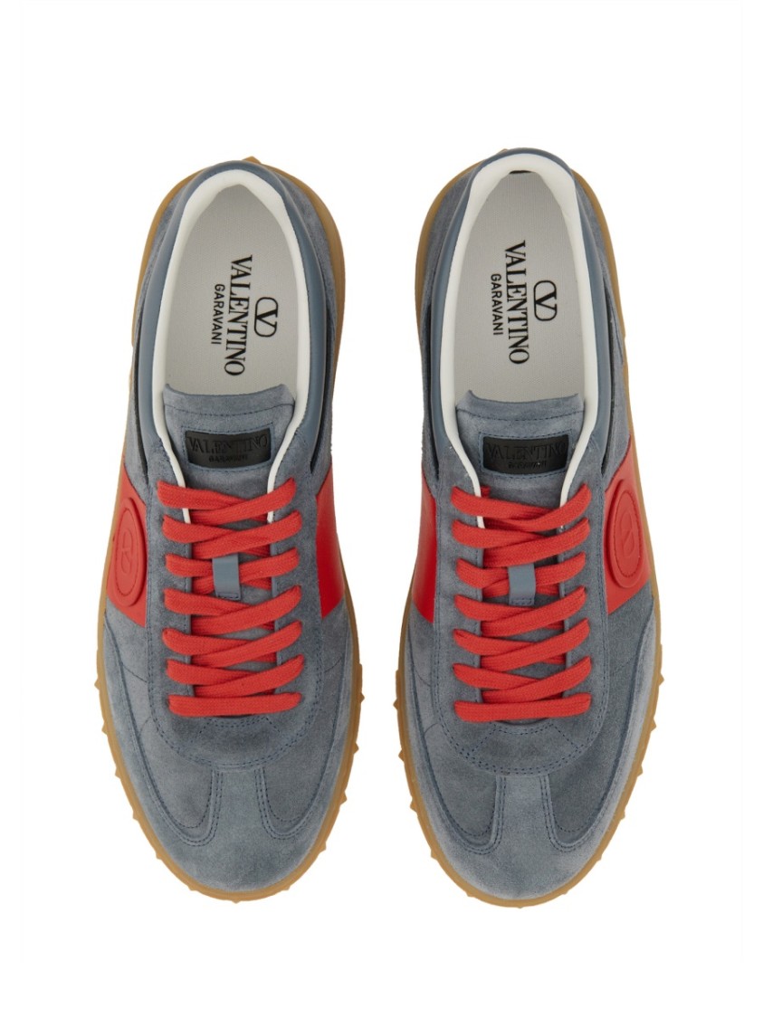 Valentino Garavani Men Upvillage Low Top Sneaker In Split Leather And Calfskin Nappa Leather