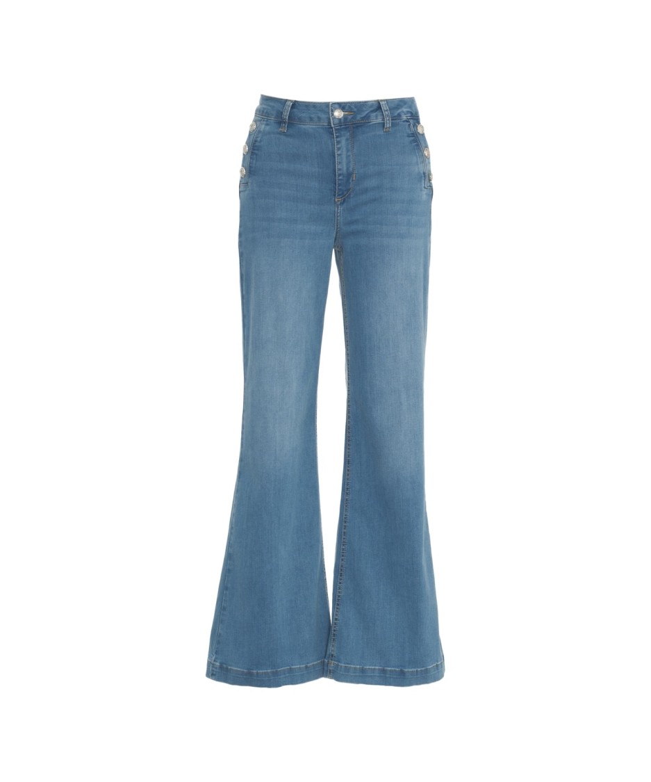 Liu •jo Liu Jo Light Blue Flared Bottom Jeans In Blue
