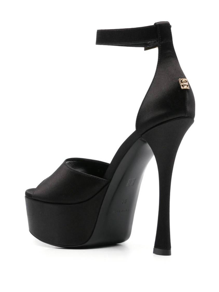 Givenchy Black Platform Sandals With Liquid Viscose-silk Blend In Black