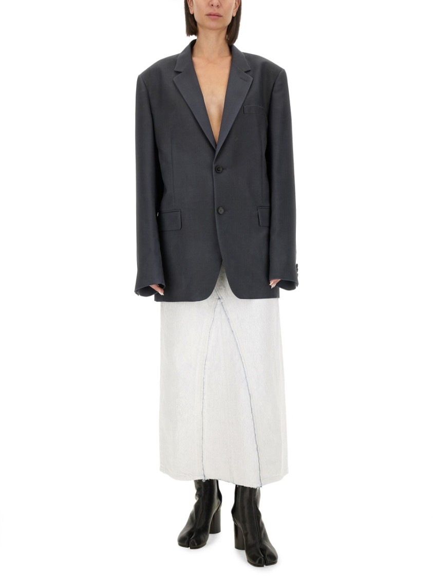 Maison Margiela Oversized Mohair Wool Blazer In Grey