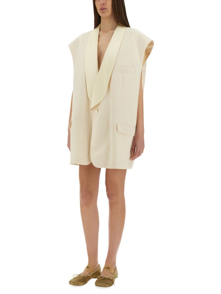 Mm6 Maison Margiela Mm6 By Maison Margiela Oversized Sleeveless Jacket With Deep V-neck And Wide Lapels
