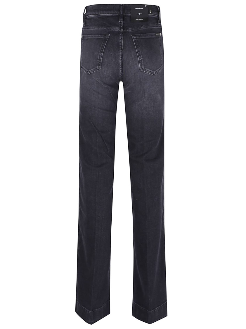 7 For All Mankind High-waisted Flared Stretch Cotton Jeans In Black