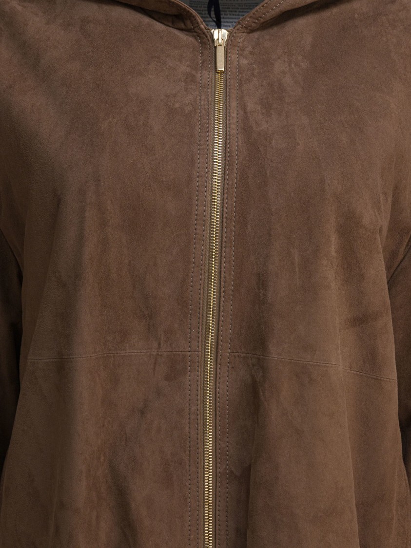 Max Mara Brown Suede Jacket With Relaxed Fit In Brown
