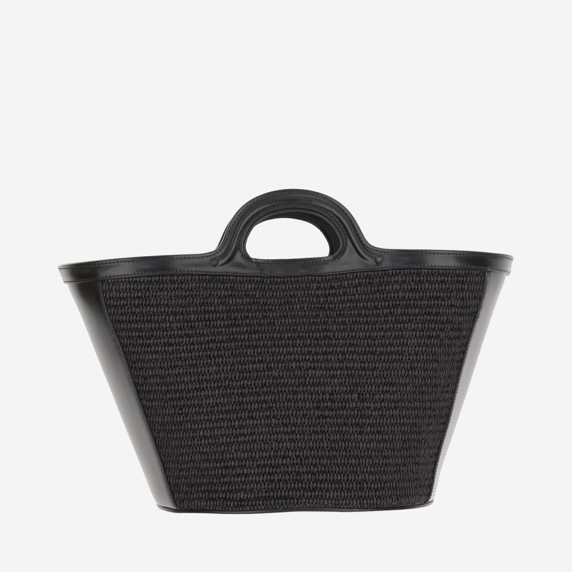 Marni Women Black Leather And Raffia Small Tropicalia Summer Handbag