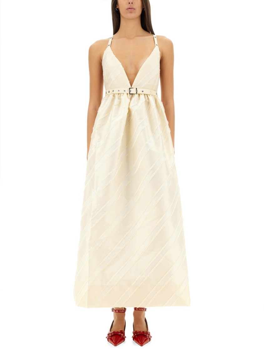 Ganni Taffeta Dress In Neutrals